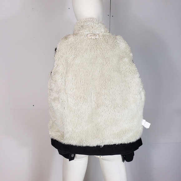 PacSun Fur Black Denim Jacket - Picture 5 of 9